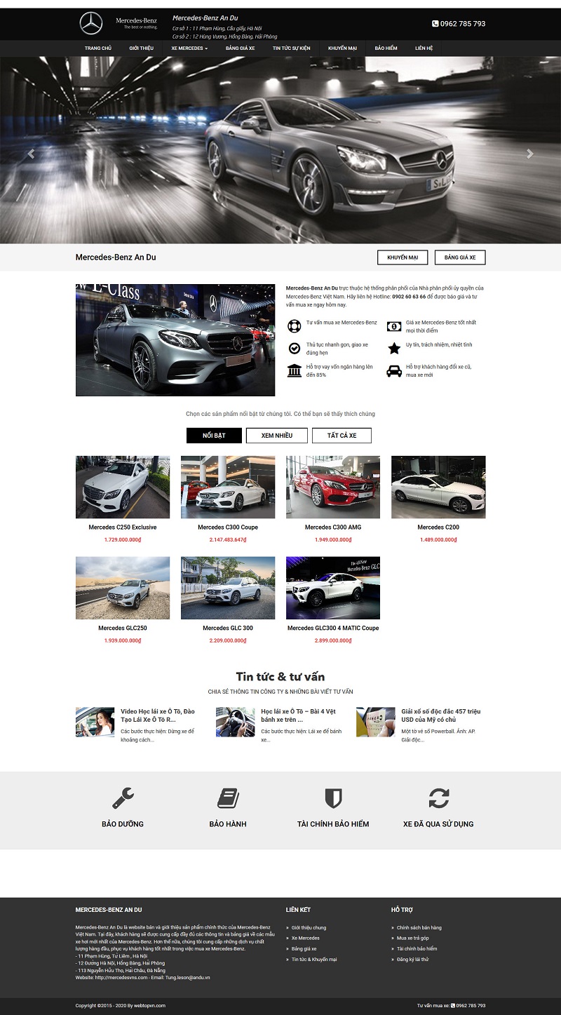 Mẫu website ô tô Mercedes